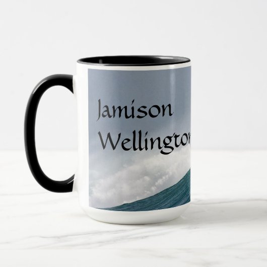 Mug Surfer silhouette Catching a huge wave Personalize (Gauche)