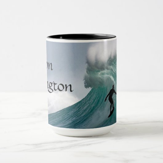 Mug Surfer silhouette Catching a huge wave Personalize (Centre)