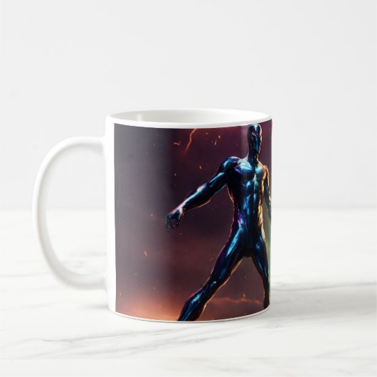 Mug Surfeur argenté foncé brillant contre dieu alien v (Gauche)