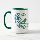 Mug Surfeur cool sur les vagues de l'océan bleu sarcel (Gauche)