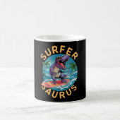 Mug Surfeur Saurus T-rex Dinosaures Surfant Cavalier D (Centre)