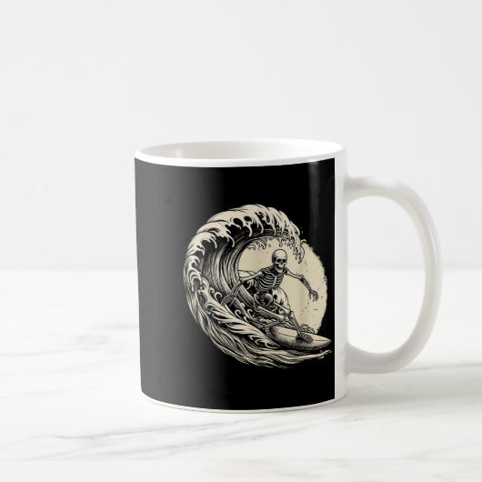 Mug Surfeur squelette Vintage Surf Big Wave Drôle (Droite)