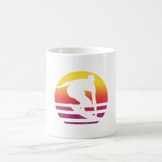 Mug Surfeur Surf Rétro Coucher de Soleil (Centre)