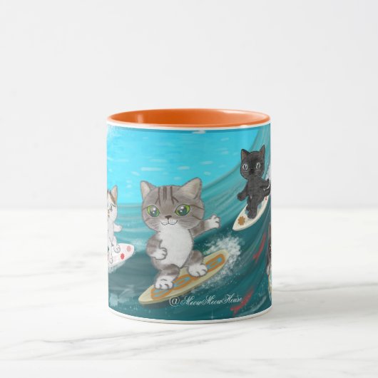 Mug Surfing Cats (Centre)