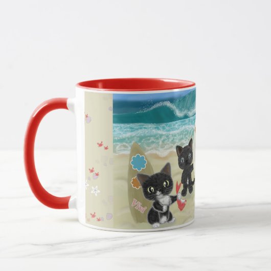 Mug Surfing Cats on the beach (Gauche)
