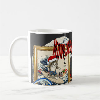 Mug Surfing Santa Inspired by Hokusai