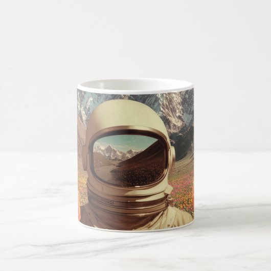 Mug Surreal Astronaut In Flower Field (Centre)