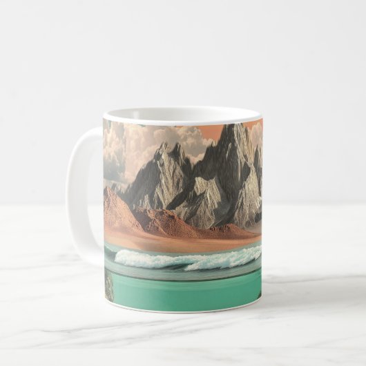 Mug Surreal Ocean and Mountain Landscape with Waves (Devant gauche)