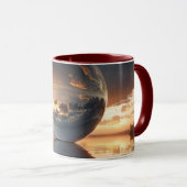 Mug Surreal Reflective Sphere With Sunset Clouds Over  (Devant droit)