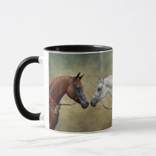 Mug Surreal two horses painting.