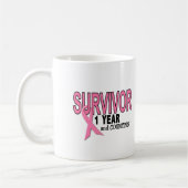 Mug SURVIVANT de CANCER DU SEIN 1 an et compte (Gauche)