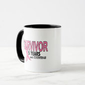 Mug SURVIVANT de CANCER DU SEIN 5 ans et comptes (Devant gauche)