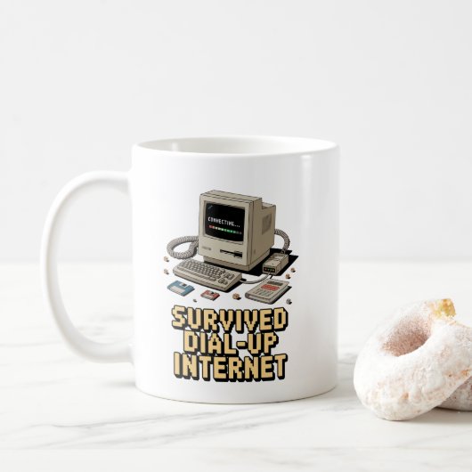 Mug Survivant d'Internet par Dial-Up – Nostalgie Rétro (Avec donut)
