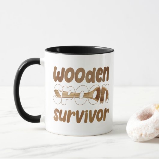Mug Survivor de la cuillère en bois Drôle expression i (Avec donut)
