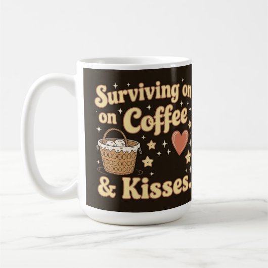 Mug Survivre avec du café et des baisers (Gauche)