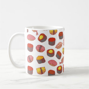 Mug Sushi et roule sans couture motif. Dessin de Doodl