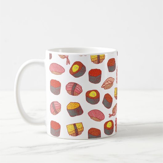 Mug Sushi et roule sans couture motif. Dessin de Doodl (Gauche)