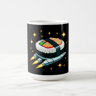Mug Sushi Spacship Pixel Art Flying Sushi Roll Design