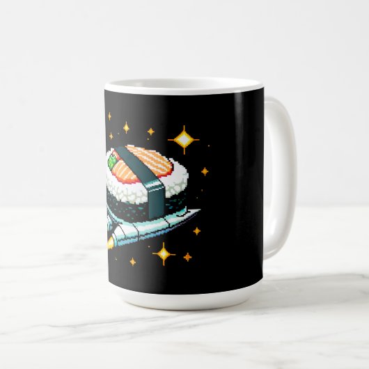 Mug Sushi Spacship Pixel Art Flying Sushi Roll Design (Devant droit)