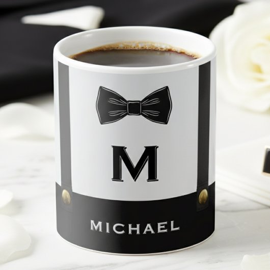 Mug Suspenders & Bowtie Name Monogram Boy 