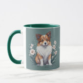Mug Süßer Collie umringt von Blumen - (Gauche)