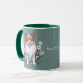 Mug Süßer Collie umringt von Blumen - (Devant gauche)