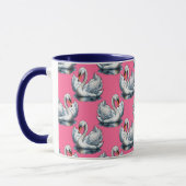 Mug Swan Birds Pattern Design On Pink (Gauche)