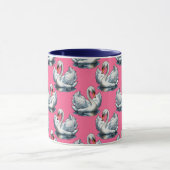 Mug Swan Birds Pattern Design On Pink (Centre)