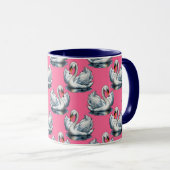 Mug Swan Birds Pattern Design On Pink (Devant droit)