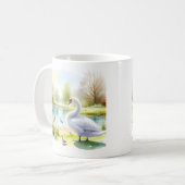 Mug Swan d'aquarelle de printemps (Devant gauche)