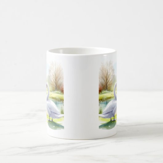 Mug Swan d'aquarelle de printemps (Centre)