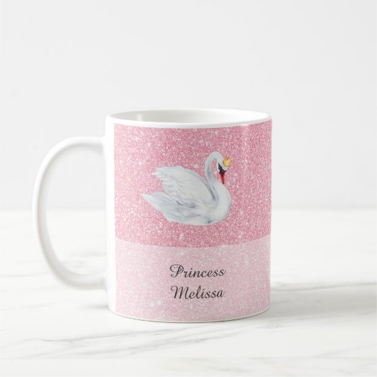 Mug Swan Princess Monogram Parties scintillant rose ca (Gauche)