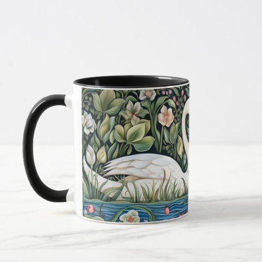 Mug Swans on Pond William Morris Style Peinture Art (Gauche)