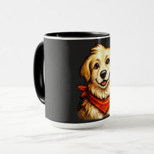 Mug Sweat-shirt Chien Doré Heureux Dessiné à la Main