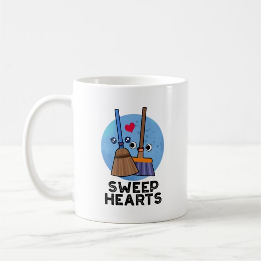 Mug Sweep Hearts Funny Sweet Hearts Broom Pun (Gauche)