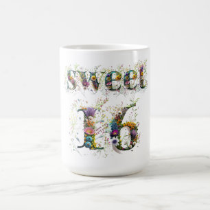 Mug Sweet 16 Joyeux Anniversaire Fleur sauvage Texte