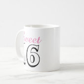 Mug Sweet 16 Moderne Chic rose cadeau d'anniversaire (Devant gauche)