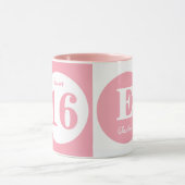 Mug Sweet 16 monogramme nom rose et blanc (Centre)