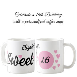 Mug Sweet 16 nom 16e anniversaire rose