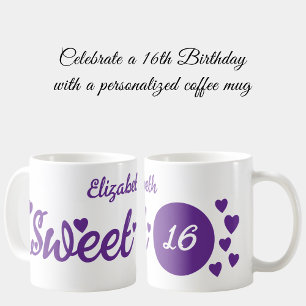 Mug Sweet 16 nom 16e anniversaire violet
