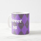 Mug Sweet 16 Purple Diamond Motif Célébration (Devant gauche)