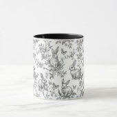 Mug Sweet Black Bunny Rabbits French Toile (Centre)