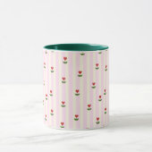 Mug Sweet Heart Flower Pattern – Soft Pink Striped (Centre)