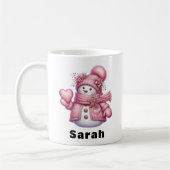 Mug Sweet Heart Holding Pink Snowman Noël (Gauche)
