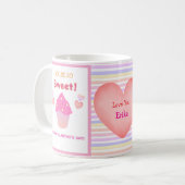 Mug Sweet Heart Pink Cupcakes Stripes Saint-Valentin (Devant gauche)