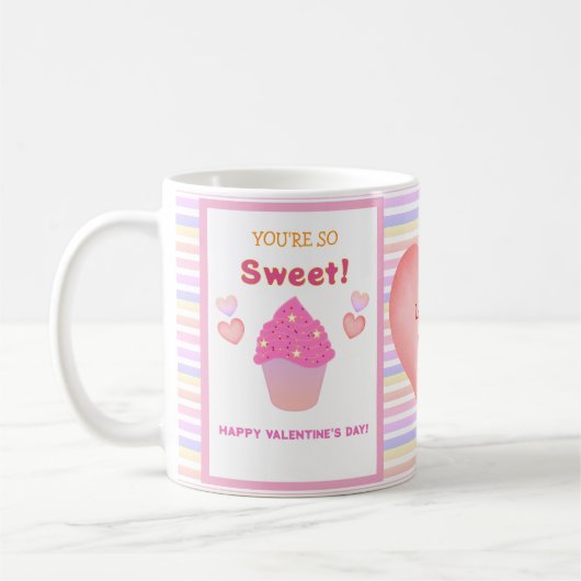 Mug Sweet Heart Pink Cupcakes Stripes Saint-Valentin (Gauche)