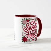 Mug Sweet Heart Valentine Design • Cozy Yarn Script wi (Devant droit)