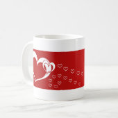 Mug Sweet Lovely Romantique Rouge Coeurs blancs (Devant gauche)
