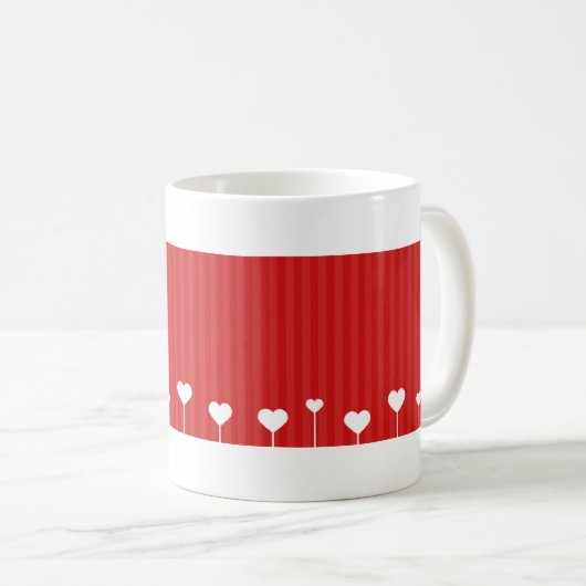 Mug Sweet Lovely Romantique Rouge Coeurs blancs (Devant droit)