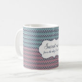 Mug Sweet me motif de chevron gris-rouge-menthe (Devant gauche)
